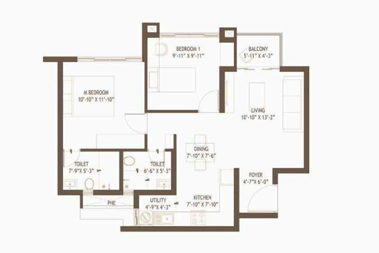 Brigade Lakecrest 3 BHK Floor Plan